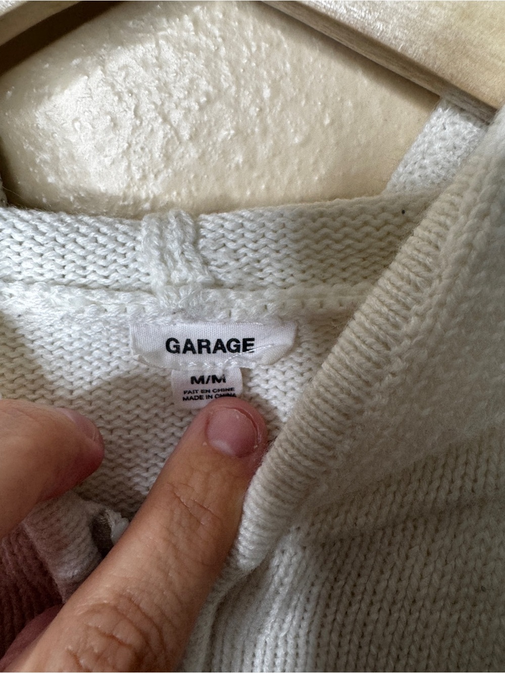 Garage Women’s White Stripped Knit Hoodie Sweater Medium Cropped Casual Preppy - Picture 4 of 9